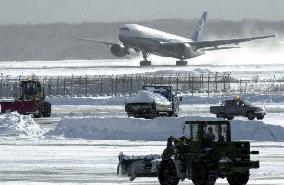 Heavy snow blocks airport runways in Hokkaido